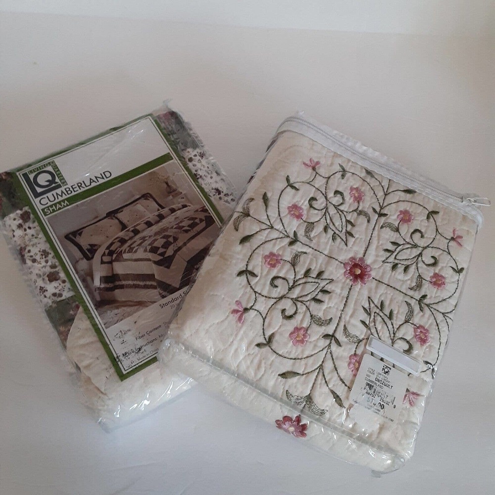 Living Qurters Cumberland Sham Set Quilted Embroidered NWT